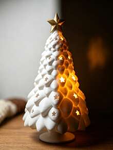 4pcs Christmas Tree Candlestick, Decorative Christmas Statue Ornament With Tree Shape Design, Festive Tabletop Home Decor For Dining Table Fireplace Mantel Living Room Bedroom Entryway, Holiday Party Display And Christmas Gift Decoration - Multi-color - View 4