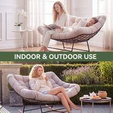 Aoxun Oversized Garden Rocking Chair With Cushion And Heavy-Duty Metal Frame For Patio,Balcony And Garden, Light Grey - Light Grey - View 7