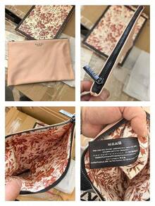 Nude Zipper Makeup Pouch With Floral Inner Lining Portable Travel Cosmetic Storage Bag Gift For Women Gucci Bloom Nude‑Tone Zipper Makeup Pouch - Pink - View 5