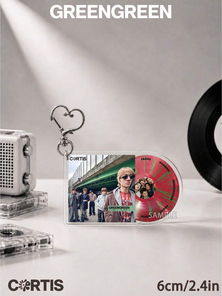 COR-TIS Keychain, GREEN GREEN CD Keychain, RED RED CD Keychain, MUSIC Keychain, JAMES, JUHOON, KEONHO, Fans Merch Goods, Bag Charm, Water Bottle Decoration, Birthday Gift, Party Favor - A - View 1