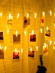 1pc Indoor LED Photo Clip Decorative Light String, Room Photo Wall Decorative Lighting, Birthday, Holiday, Party, Wedding Decoration Lights, Valentine's Day Romantic Decoration For Couples, Hanging Photo Pictures, Fairy Lights - Clear - View 13