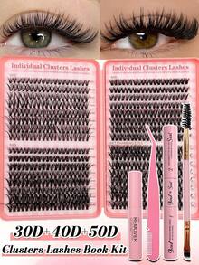 Sibeuna 640pcs 30D+40D+50D D-Curl All-In-One DIY Eyelash Extension Kit, Fluffy False Eyelashes With Lash Glue, Sealer, Remover, Tweezers And Lash Brush, Large Capacity Portable Travel Set For Autumn, Dramatic Makeup Look - Multicolor - View 1