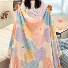 1pc Printed Flannel Blanket, High GSM Colorful Warm Soft Sofa Throw - Multicolor - View 4