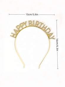 1pc Zinc Alloy Happy Birthday Shiny Rhinestone Headband Party Gathering Atmosphere Photo Decoration Princess Crown Birthday Tiara - Rhinestone Headband - View 15