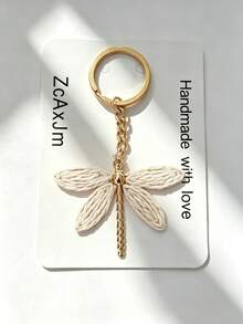 Woven Dragonfly Bag Charm, Soft Beige Keychain, Women's Tote Bag Accessory, Versatile Gift Pendant - Multicolor - View 7