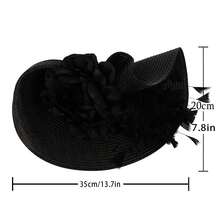1pc Women Straw Woven Hair Accessory Headband Hat Clip Floral Wedding School Opening Kentucky Derby Church Cocktail Tea Party Accessory - Multicolor - View 8