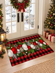 1/2/3pcs Red Christmas Lantern Pattern Kitchen Mat Set, Machine Washable Entryway Rug, Outdoor Mat, Small Area Rug, Creative Art Microfiber Carpet, Felt Material, Suitable For Bathroom, Living Room, Bedroom, Kitchen And Entrance Decor, Can Be Used As Christmas Gift - Multicolor - View 14