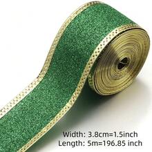 1 Roll/1.5 Inch Wide Christmas Ribbon With Glitter Powder Decoration, Suitable For DIY Holiday Decor, Christmas Tree Decoration, Party Gift Wrapping And Bow Making - Christmas Glitter Style - View 9