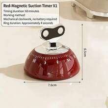 1pc Kitchen Magnetic Mechanical Timer, Cooking Countdown Timer, Food Preparation Reminder, Battery-Free & Rechargeable Design, Visual Rotating Scale Display, Loud Alarm Reminder, Precise Minute Countdown, Magnetic Backplate For Easy Mounting, ABS Material Shell, Durable Lightweight Desktop Timing Tool, Suitable For Kitchen Baking, Cooking Meal Prep, Study Focus, Classroom Teaching, Home Daily Use, Office Reminders And More - Multicolor - View 11