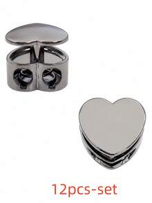 12/8/4/1pc/Set Multi-Functional Heart-Shaped Double-Hole Cord Lock (Silver/Gunmetal/Black), Spring Buckle Adjuster, Commonly Used For Hoodie, Backpack Or Clothing Drawstring Adjustment, Clothing Accessories - Multiple Styles - View 17