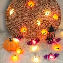 1PC Halloween Decoration, LED String Lights, Pumpkin, Bat, Ghost Elements, Holiday Decorative Lights, Suitable For Bedrooms, Headboards, Fireplaces, Stair Handrails, Halloween, Battery Box Power Supply (Excluding Batteries) - Warm Light - View 11