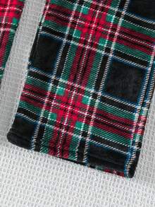 2pcs Autumn/Winter 8-12Y Kids Fleece Asymmetrical Print Long Pants, Casual Comfortable Student Trousers - Black - View 5