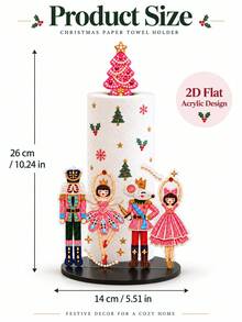 2D Flat Christmas Nutcracker Kitchen Paper Towel Holder (No Power/Light) - Desktop Paper Towel Rack With Display And Storage Function, Fun Nutcracker Ballet Winter Design, Candy Fairy, Suitable For Kitchen, Bathroom, Living Room And Dining Room, Decorative Ornament To Create Warm Christmas Atmosphere, Ideal Choice For Christmas Decor, Christmas Gifts, Perfect Gift For Christmas Lovers And Close Friends - Multicolor - View 7