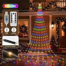 1pc 180 LED Waterfall Lights Outdoor, USB Powered Christmas Tree Lights ...