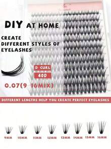 240/200 قطعة رموش صناعية طبيعية مختلطة D Curl Vacation Lashes 40D مقاس 9-16 مم، رموش فردية كثيفة صف واحد، رموش صناعية DIY بتصميم عناقيد، إكستنشن رموش فردية، عناقيد رموش، رموش صناعية - D - مشاهدة 7