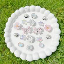 18pcs Pink Small Flower Accessories, Bowknot DIY Shoe Decor, Suitable For Perforated Sandals, Elegant And Fashionable, Gift For Girlfriend - Pink - View 5