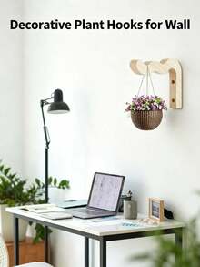 Wavy Wooden Plant Hanging Rack Bracket, Wall-Mounted Plant Hook For Hanging Flower Pots, Decorative Wavy Wooden Wall Hook, Heavy-Duty Indoor Greenery Hanging Bracket - Multicolor - View 4
