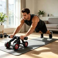 1pc Four-Wheel Ab Roller Stable Non-Slip Core Strength Training Multi-Function Abdominal Exerciser Fitness Equipment For Men & Women Home Use - Multicolor - View 5