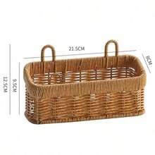 Wall Hanging Storage Basket Container Decorative Basket Hand Woven Kitchen Storage Basket For Garden Flower Pot Living Room - Brown - View 11