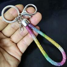 1pc Fashion Rhinestone Lanyard Pendant, Bag, Car Keychain, Women's Minimalist Key Chain - Multicolor - View 6