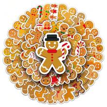 50pcs Gingerbread Man Personalized Christmas Sealing Stickers, Cute Creative Luggage Glass Bottle Decorative Stickers - Multicolor - View 3