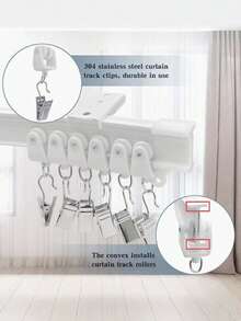 140/113/84/30pcs Flexible Bendable Curtain Track Set Of Clothes, Heavy-Duty White Plastic, Ceiling & Wall Mount, Multi-Scene Curtain Rail System, Window Treatment, Modern Home Decor, Bay Window & Room Divider - Multicolor - View 8