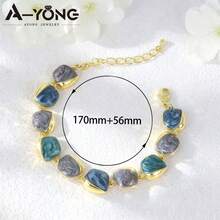 European & American Minimalist Enamel Bracelet, Baroque Gold Texture Blue Crystal Bracelet For Women, Suitable For Daily And Holiday Wear - Bracelet - View 18