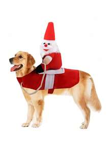 1pc/Set Big Dog Clothes, Cat Pet Supplies, Horseback Riding Costumes, Santa Claus Dog Clothes, Funny Cats, Halloween Transformation Costumes - Multicolor - View 3