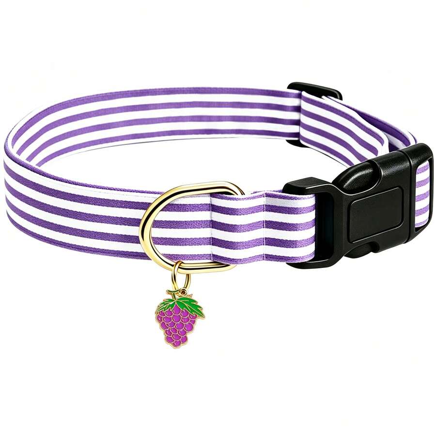 狗狗項圈 白色黑色波點條紋 可調節柔軟狗領圈 適合小型中型大型犬 女孩男孩狗狗 - 紫羅蘭色 - 查看 1