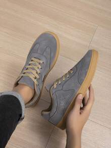 Men's Sporty Flat Low-Top Lace-Up Outdoor Casual Skate Shoes - Dark Grey - View 2
