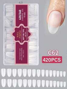 pinpai 420pcs/Box Hot-Selling Transparent Matte Square Almond Full Coverage Soft Gel Nail Tips, 12 Sizes, Nail Art Supplies, Wearable Nails - Clear - View 11