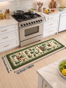 DAJIANG 1pc Christmas Vintage Floral Runner Rug, Kitchen Mat, Suitable For Bathroom, Kitchen, Hallway, Bedroom, Living Room, Machine Washable Easy To Clean, Non-Slip Entryway Rug, Autumn Home Decor Carpet Accessory - Multicolor - View 17
