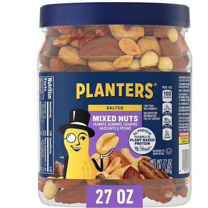 PLANTERS Deluxe Sea Salt Mixed Nuts, Plant Based Protein, 27 Oz (1 Ct)