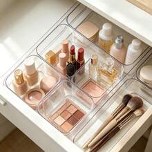 5/7/11/16/18/25pcs Transparent Aesthetic Makeup Tool Storage Box, Drawer-Style Desk Organizer, Makeup Brush Mask Lipstick Eyebrow Pencil Storage Box, Bathroom Skincare Cosmetic Organizer, Vanity Storage Box - Multicolor - View 4