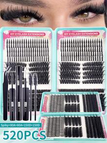 Set Ekstensi Bulu Mata Klaster D Curl Multi-Gaya 520, Bulu Mata Klaster Tunggal Kapasitas Besar 8-16mm. Cocok untuk Riasan Harian di Rumah, Juga Dapat Digunakan untuk Kencan, Perjalanan, Fotografi, Pernikahan, Festival, Cosplay dan Acara Halloween. - MultiWarna - View 3