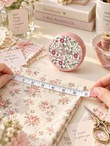 Vintage Floral Print Retractable Tape Measure, Mini Portable Soft Leather Tape Ruler For Home Use, Tailoring, Sewing, Office, Home, And Study - Multicolor - View 3
