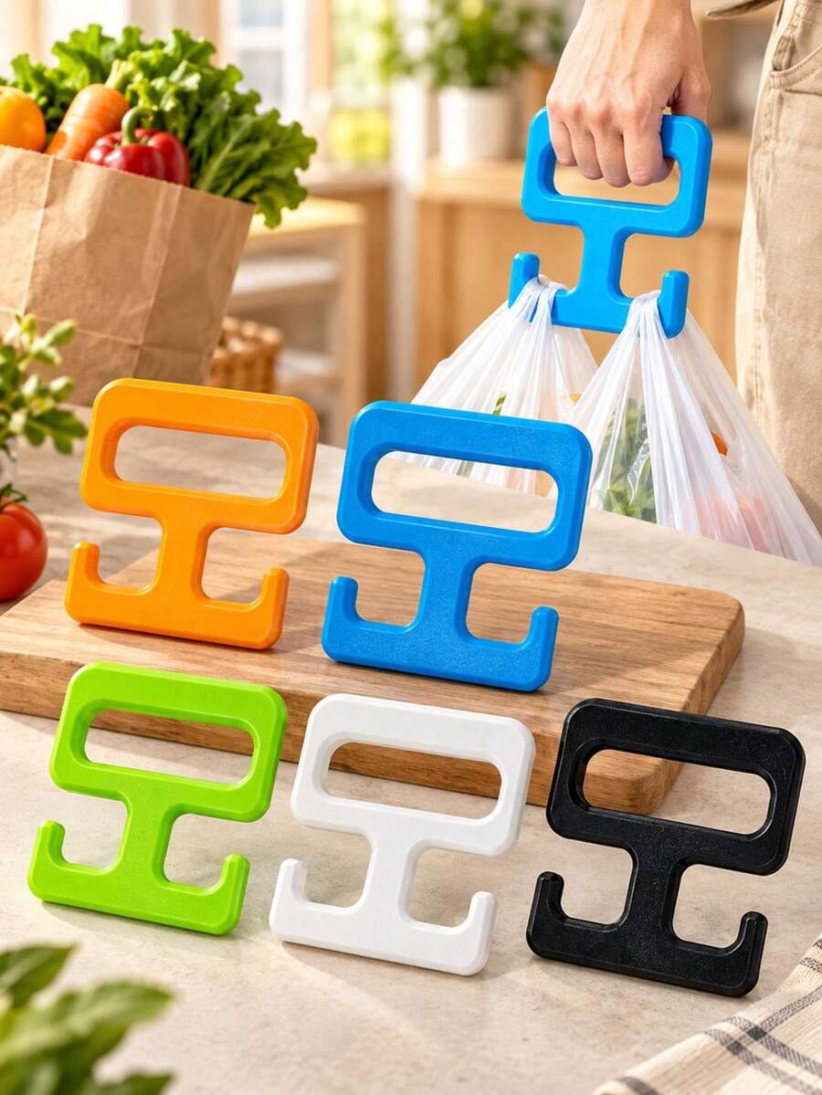Modern Practical Shopping Bag Handle, Double Hook Design, Smooth Rounded Edges For Comfortable Grip, Reduces Hand Pressure And Strain, Portable Shopping Bag Handle Aid, Suitable For Supermarket Shopping, Supermarket Trips, All-Season Home Daily Use - Multicolor - View 1
