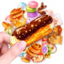 50pcs Dessert Food Watercolor PET Stickers, Suitable For Laptop, Water Bottle, Luggage, Helmet, Notebook And Other DIY Creative Toys - Multicolor - View 4