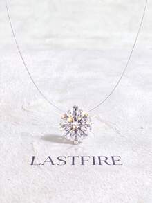 1pc Moissanite Necklace, 1ct Round Brilliant Invisible Fishing Line Pendant, Suitable For Women's Party And Daily Wear - Round Diamond Moissanite Necklace - View 1