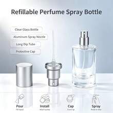 20ml/30ml/50ml Clear Glass Perfume Spray Bottle, Empty Refillable Fine Mist Atomizer For Women And Men, DIY Fragrance, Handbag, Travel And Daily Use - Silver - View 5