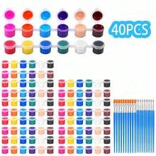 50pcs Mini Acrylic Paint Set – 12 Color Paint Tubes, Includes Brushes And Palette, Suitable For Teens And Adults, Ideal For Home, School, Birthday, Classroom Art Projects And Back To School Supplies. - Multi-color - View 5