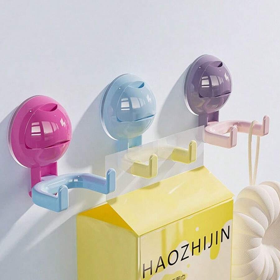 1 buah Rak Dinding Bulat Tanpa Bor dengan Pengait Hisap Ganda Dopamine, Dapat Dicuci dan Digunakan Kembali - MultiWarna - View 1