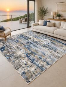 1PC Modern Abstract Blue Gray Area Rug, Large Soft Carpet For Living Room, Bedroom & Home Decor - Multicolor - View 1
