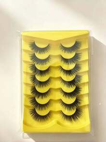 New 7 Pairs/Set Short 3D Faux Mink False Eyelashes, Russian DD Curl, Handmade, Natural Fluffy & Dense, Full Strip False Eyelashes, Wholesale, Eye Makeup False Eyelashes, Eyelashes, False Eyelashes, False Eyelashes - Black - View 5