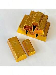 1pc Gold Bar Model Ornament, PVC Transparent Gift Box Plastic Hollow Gold Brick, Holiday Creative Decoration, Photo Prop, Miniature Model Ornament, Home/Window Display Ornament, Holiday/Birthday Gift - Multicolor - View 9