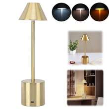 Rechargeable LED Table Lamp, 3 Adjustable Color Modes, Portable Wireless Metal Design For Bedroom, Dining Room, Outdoor, And Living Room, Gold Color - gold-1pc - View 1