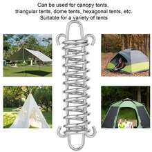 1/2pcs Outdoor Tent Spring Guyline Buckle Multi-Purpose Camping High Strength Stainless Steel Rope Clip Sunshade Fixing Hook - Silver - View 6