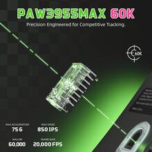Mouse Gaming Nirkabel Ringan ATTACK SHARK F1 AIR 39g dengan Mouse Tape, 60K DPI, Dual 8K Polling, PAW3955MAX, 20000 FPS, Konektivitas Tri-Mode, Sakelar Optik, Baterai 720 Jam, Web Driver untuk PC Mac - View 6