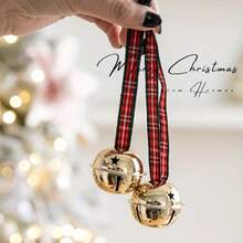 Classic Christmas Bell With Plaid Ribbon - Christmas Tree Decoration, Suitable For Holiday Decor, Can Also Be Hung By The Window As A Wind Chime - Multiple Styles - View 5