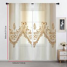 2 buah Tirai Tipis Kreatif Gaya Eropa, Motif Renda Imitasi, 100% Poliester, Dekorasi Rumah, Cocok untuk Kamar Tidur, Ruang Tamu, Dekorasi Kantor, Balkon, Apartemen, Cetak Datar 2D, 90gsm - MultiWarna - View 12